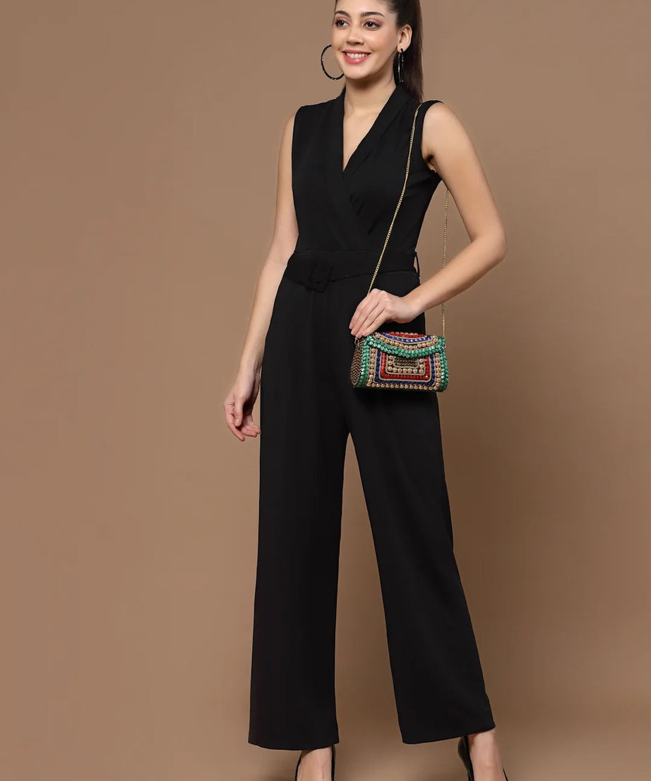 Mosaic Stone Work Embellished Metal Clutch