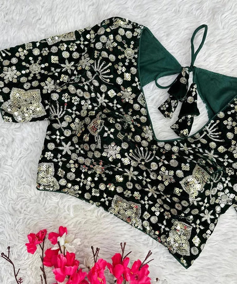 Pure Velvet Full Stitched Traditional Function Designer Blouse & Choli