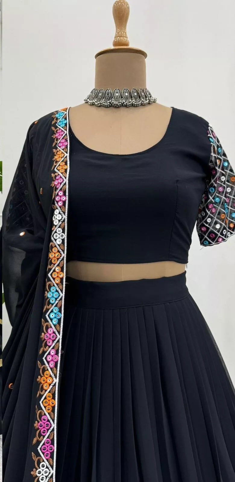 Festival Style Faux Georgette Lehenga Blouse Dupatta