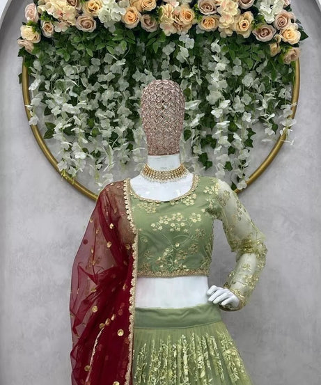 Indian Wedding Ethnic Net With Sequence Work  Lehenga Choli  & Blouse