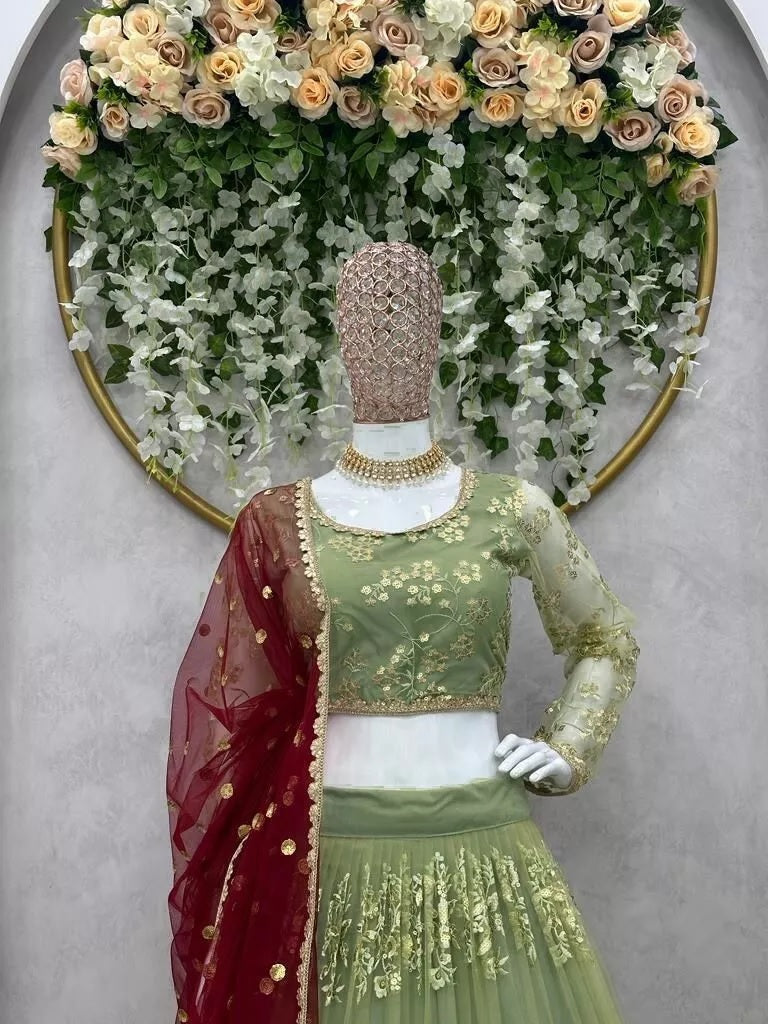 Indian Wedding Ethnic Net With Sequence Work  Lehenga Choli  & Blouse