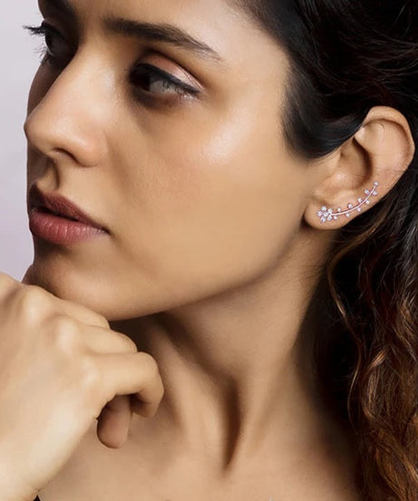 Rose Gold Floral Branch Ear Cuffs