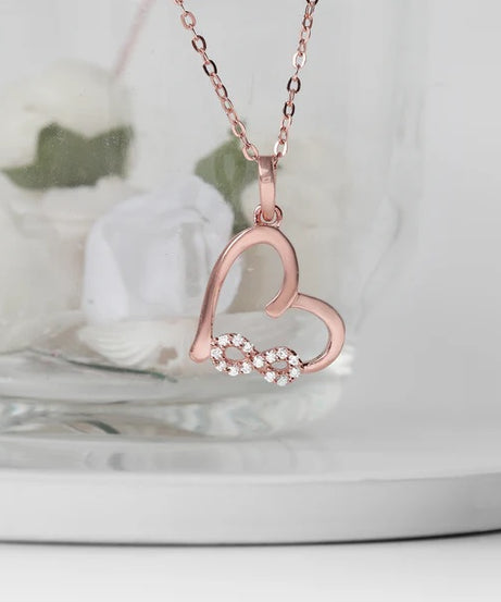 Rose Gold Infinity Heart Pendant with Link Chain