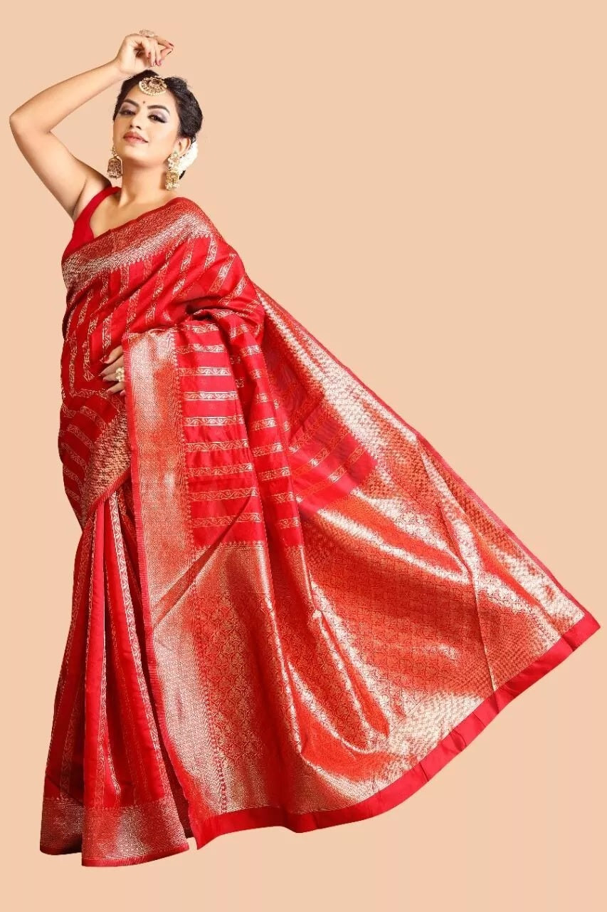 Soft Lichi Silk Saree,Indian Party Wear Sari With Blouse