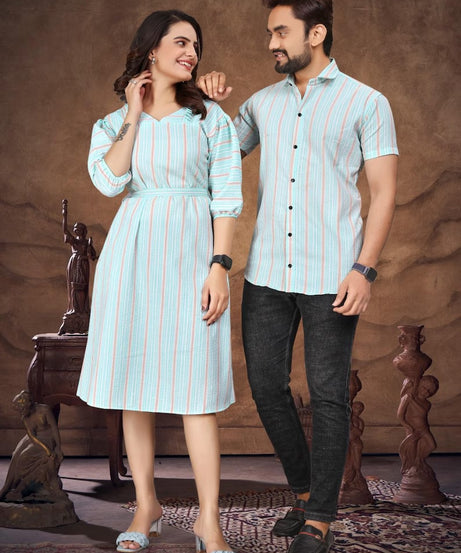 Presenting Couple Men's Shirt & Female Combo Set