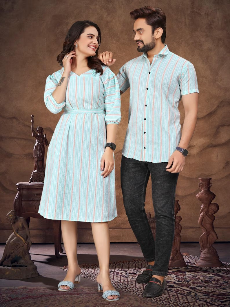 Presenting Couple Men's Shirt & Female Combo Set