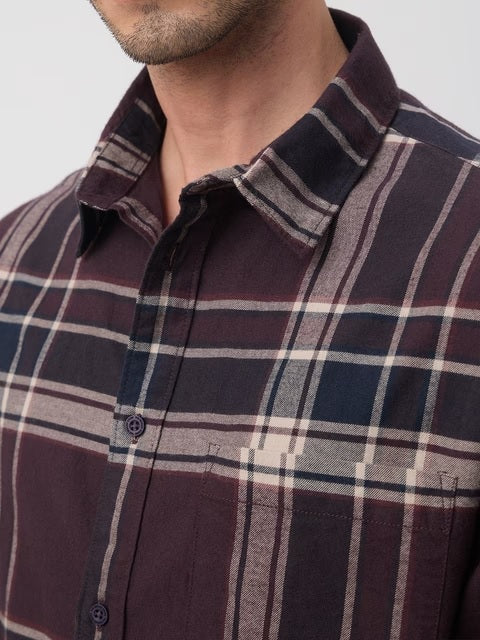 Plaid Shirt Canvas Men Relaxed Shirts