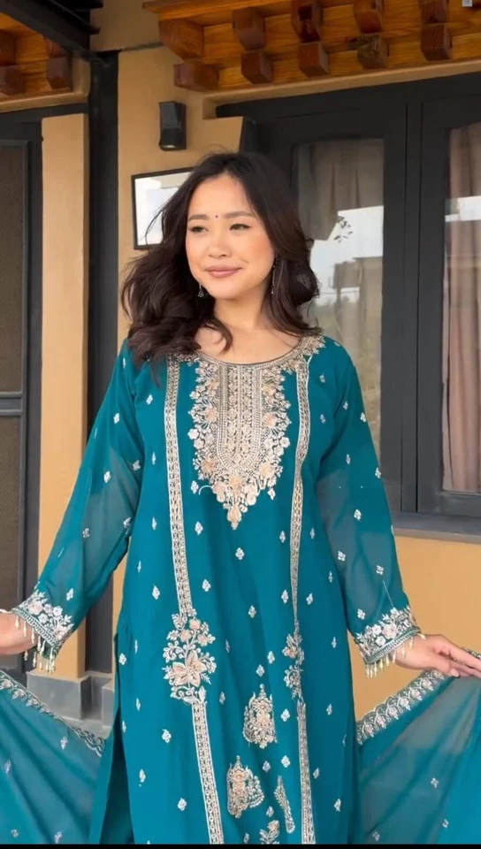 Beautiful Classic Heavy Pure Chinon  Kurti Bottom & Dupatta Set 12-DC