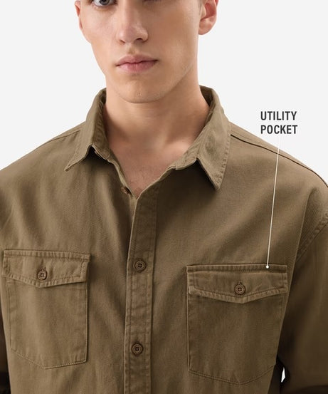 Solids Brown Men Utility Shirts