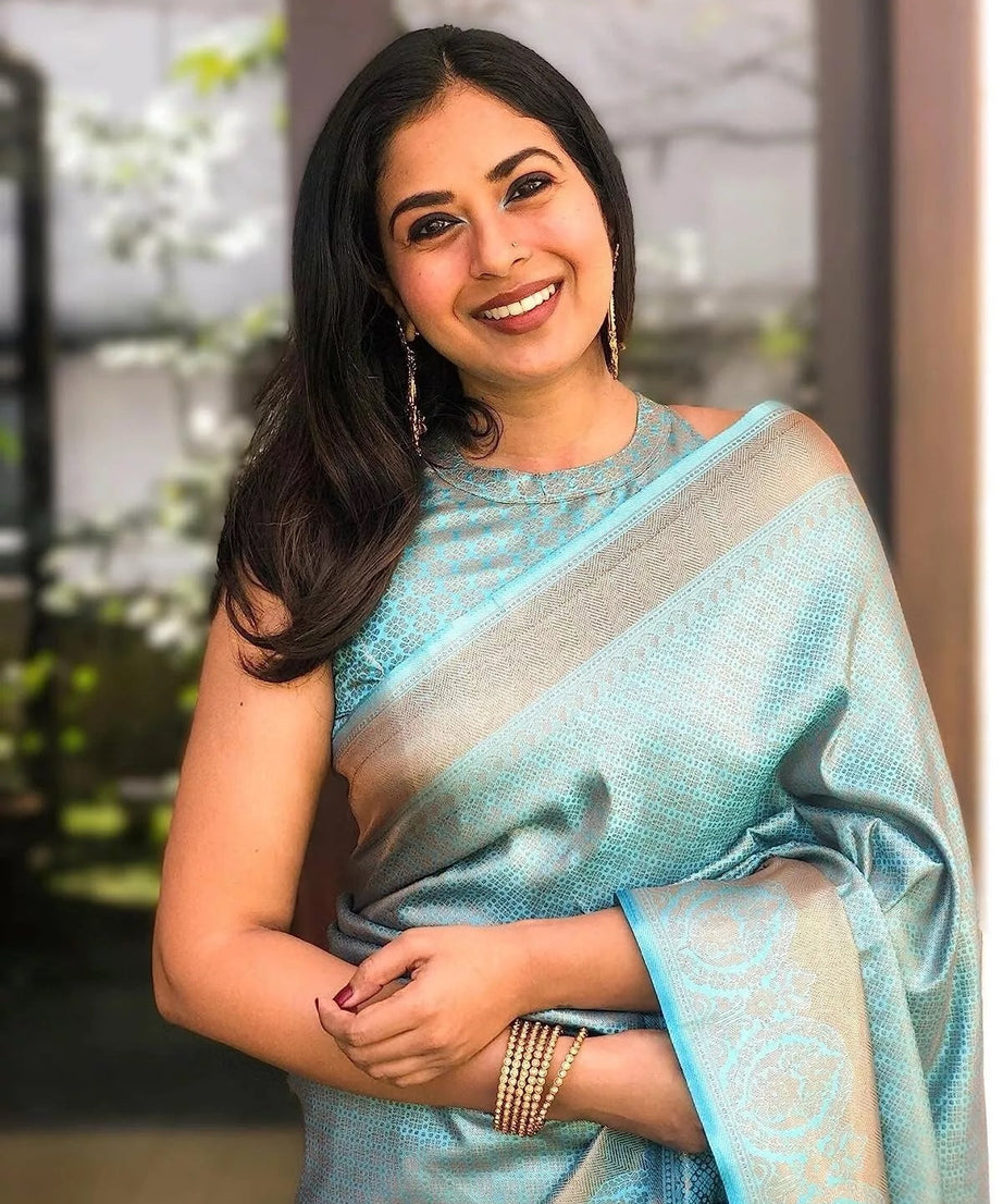 Bollywood Banarasi Soft Silk Saree For Women's, Fancy Style Sari & Blouse