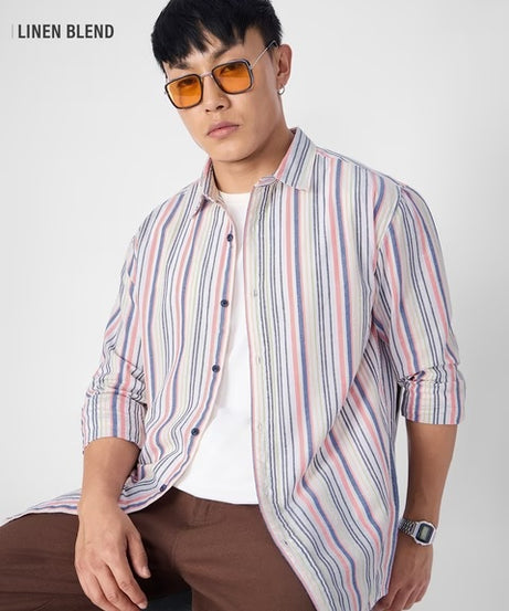 Stripes Prism Cotton Linen Shirts