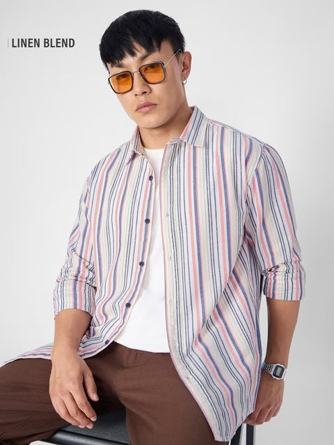 Stripes Prism Cotton Linen Shirts