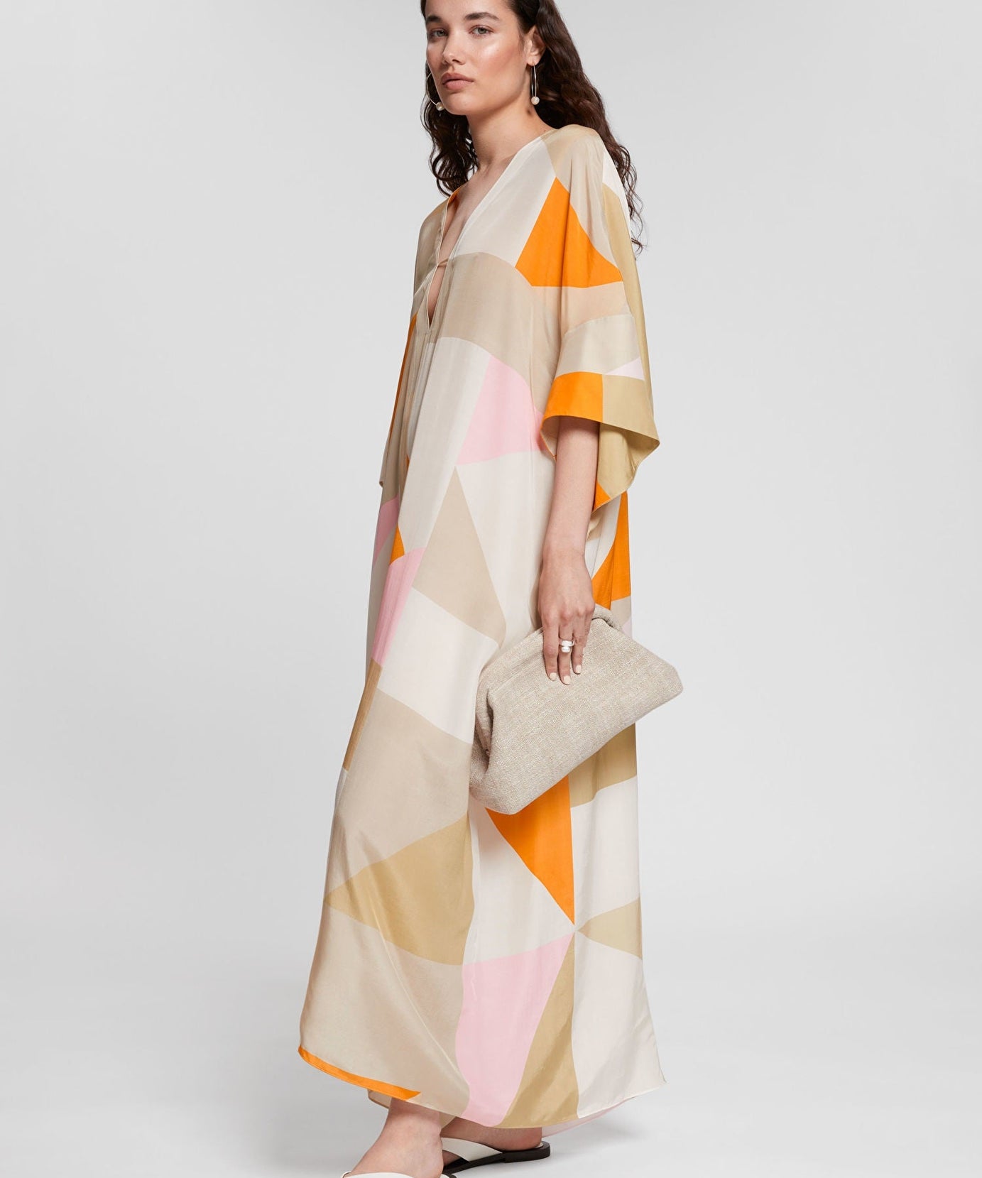 Soft Silk Crepe Digital Printed  Beach Wear Women's Long Kaftan