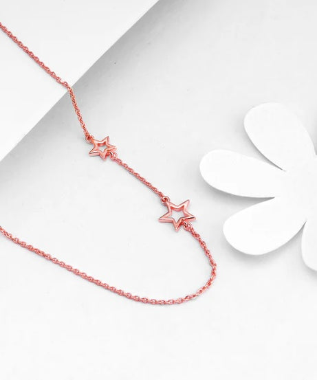 Rose Gold Star Crossed Lovers Necklace