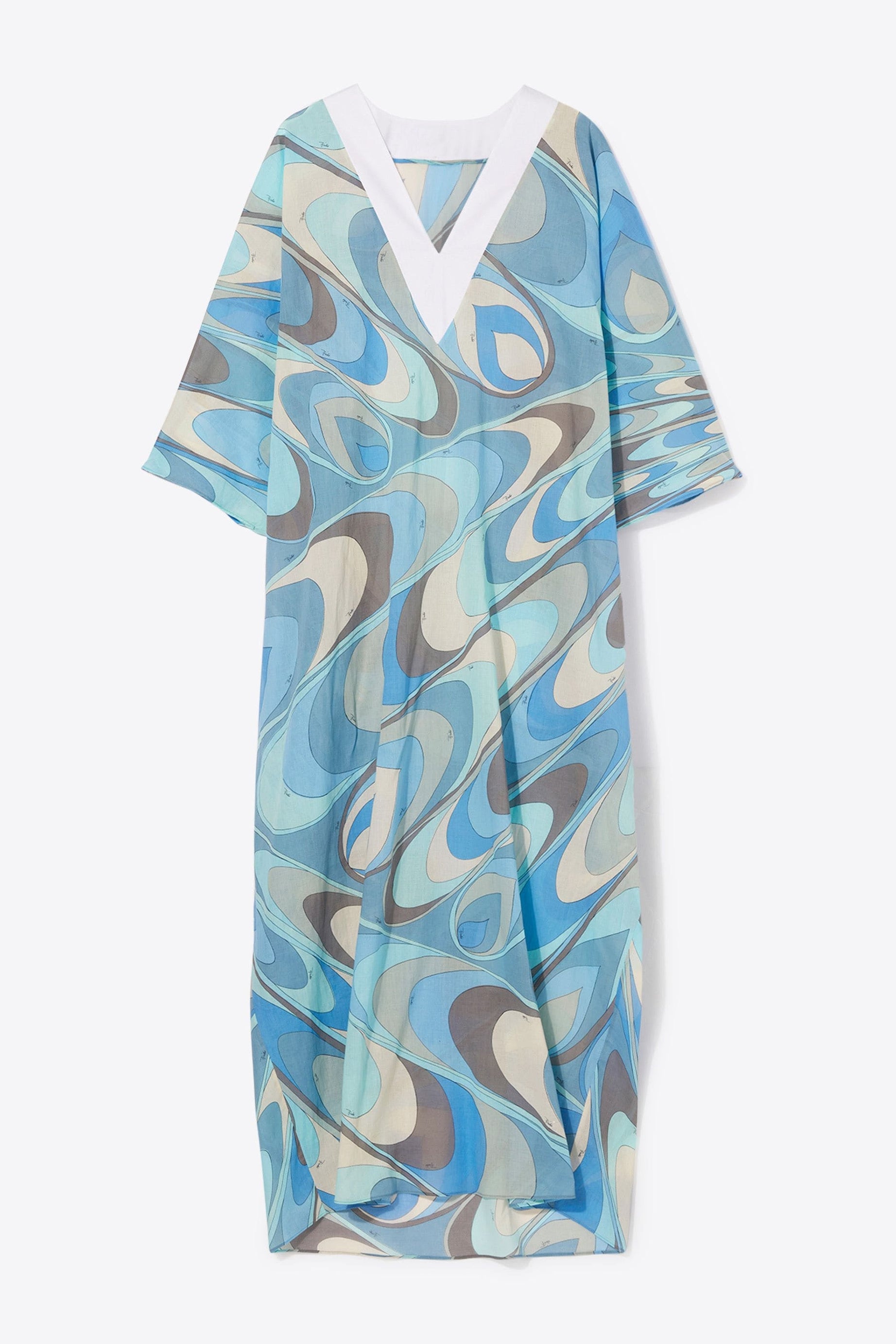 Sky Blue Cotton Blend Long Kaftan For Women's