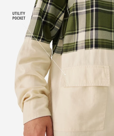 Plaid Green, Cream Men Relaxed Shirts