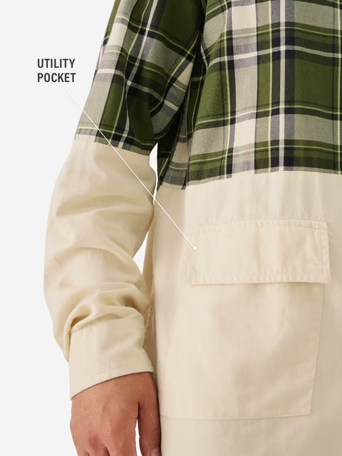 Plaid Green, Cream Men Relaxed Shirts