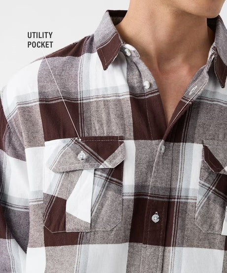 Plaid Rust Men Utility Shirts