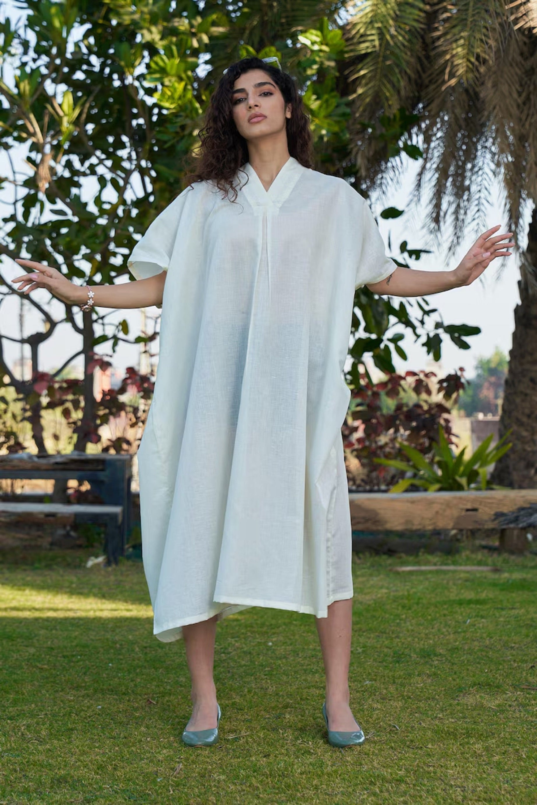 Women Linen dress casual soft oversize kaftan dress