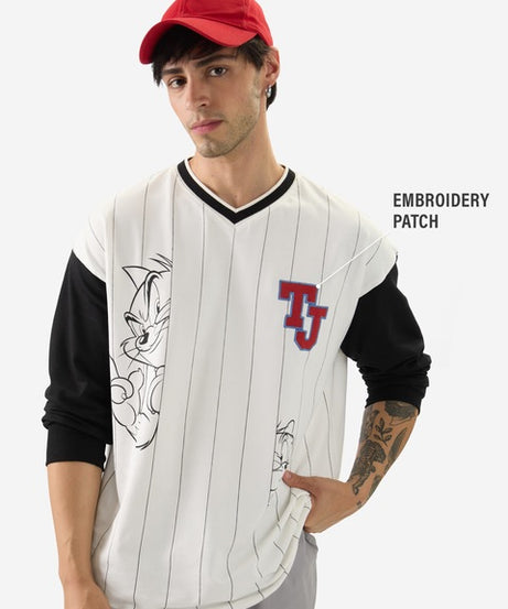 Tom & Jerry Striped Oversized Full Sleeve T-Shirts