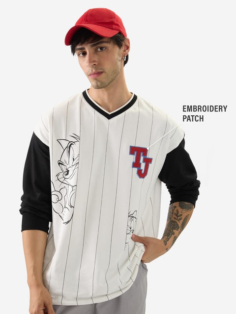 Tom & Jerry Striped Oversized Full Sleeve T-Shirts