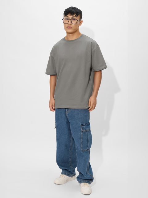 Solids Smoke Grey Oversized T-Shirts