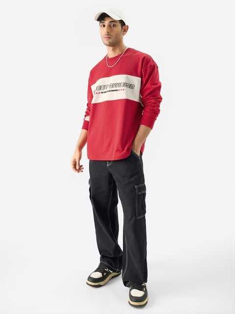 Race Red Oversized Full Sleeve T-Shirts