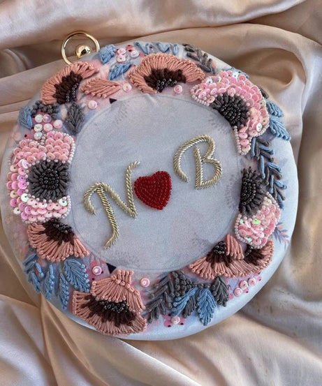 Custom Initial Letter Round Clutch
