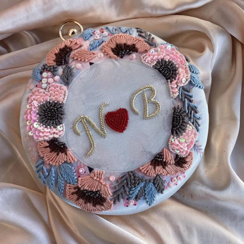 Custom Initial Letter Round Clutch