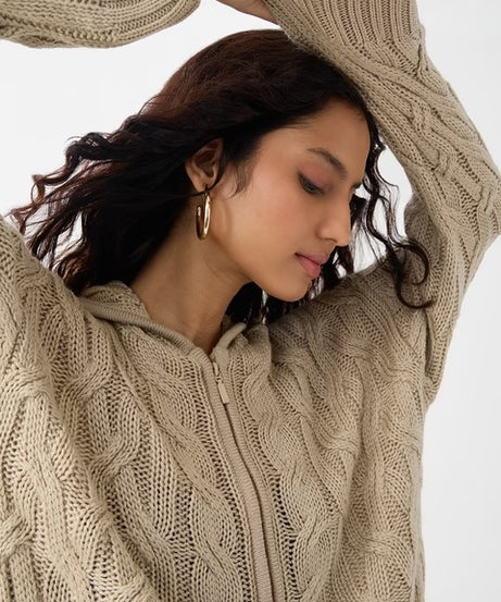 Beige Biscuit Women Oversized Sweaters