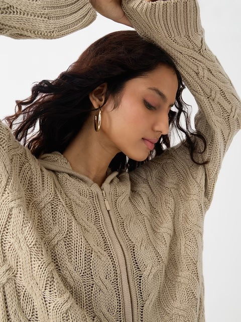 Beige Biscuit Women Oversized Sweaters