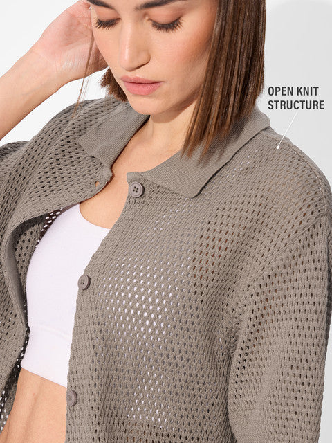Open Knit Milano Women Boyfriend Shirts
