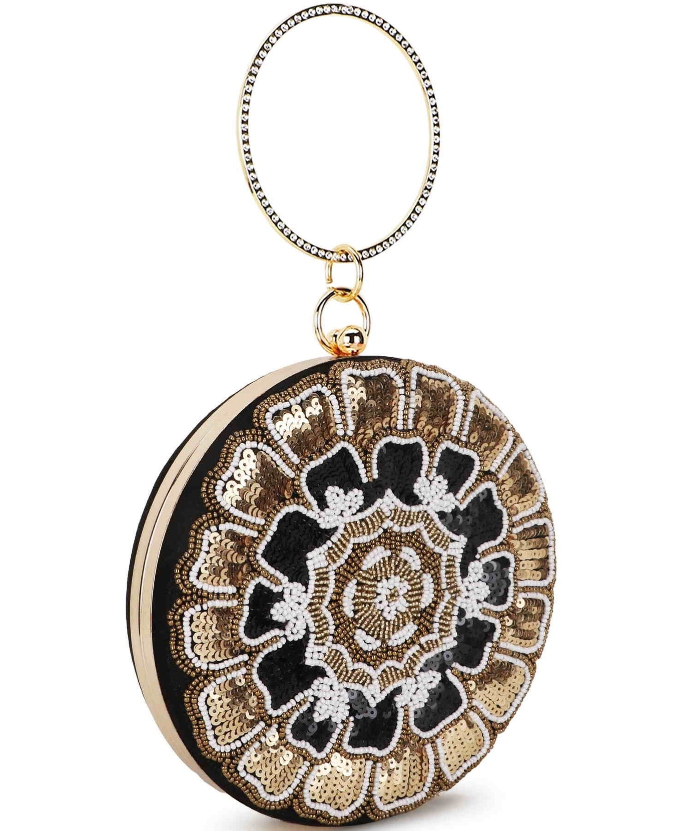 Gala Floral Emroidered Faux Silk Clutch