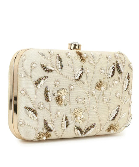 Designer Embellished Faux Silk Clutch