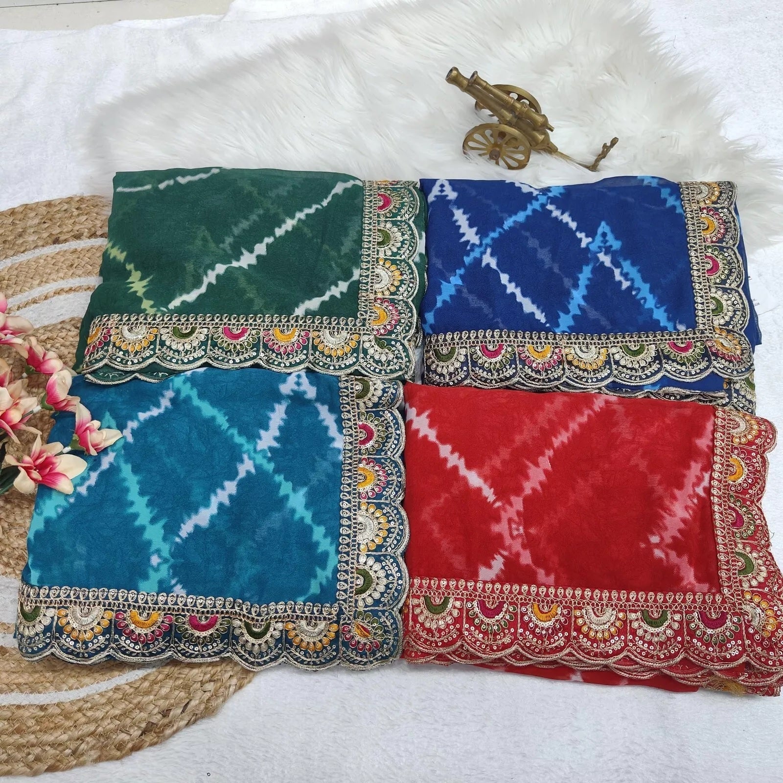 Soft Georgette Sari With Bhandhej Print And Designer Sari & Blouse