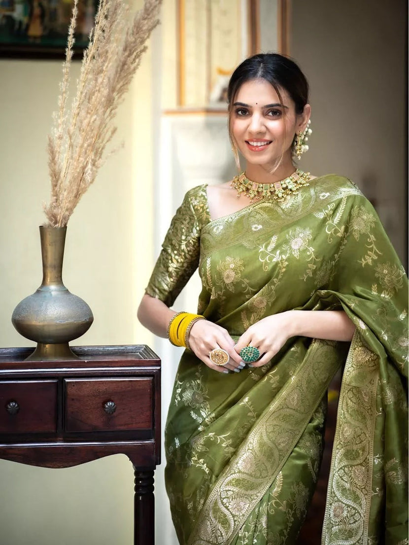 Banarasi Soft Silk Sari With Blouse