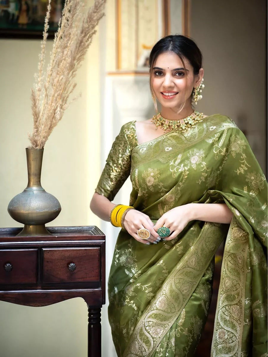 Banarasi Soft Silk Sari With Blouse