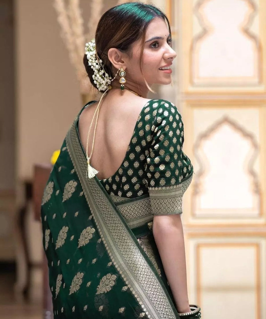 Women's Traditional Banarasi Soft Silk Saree & Blouse