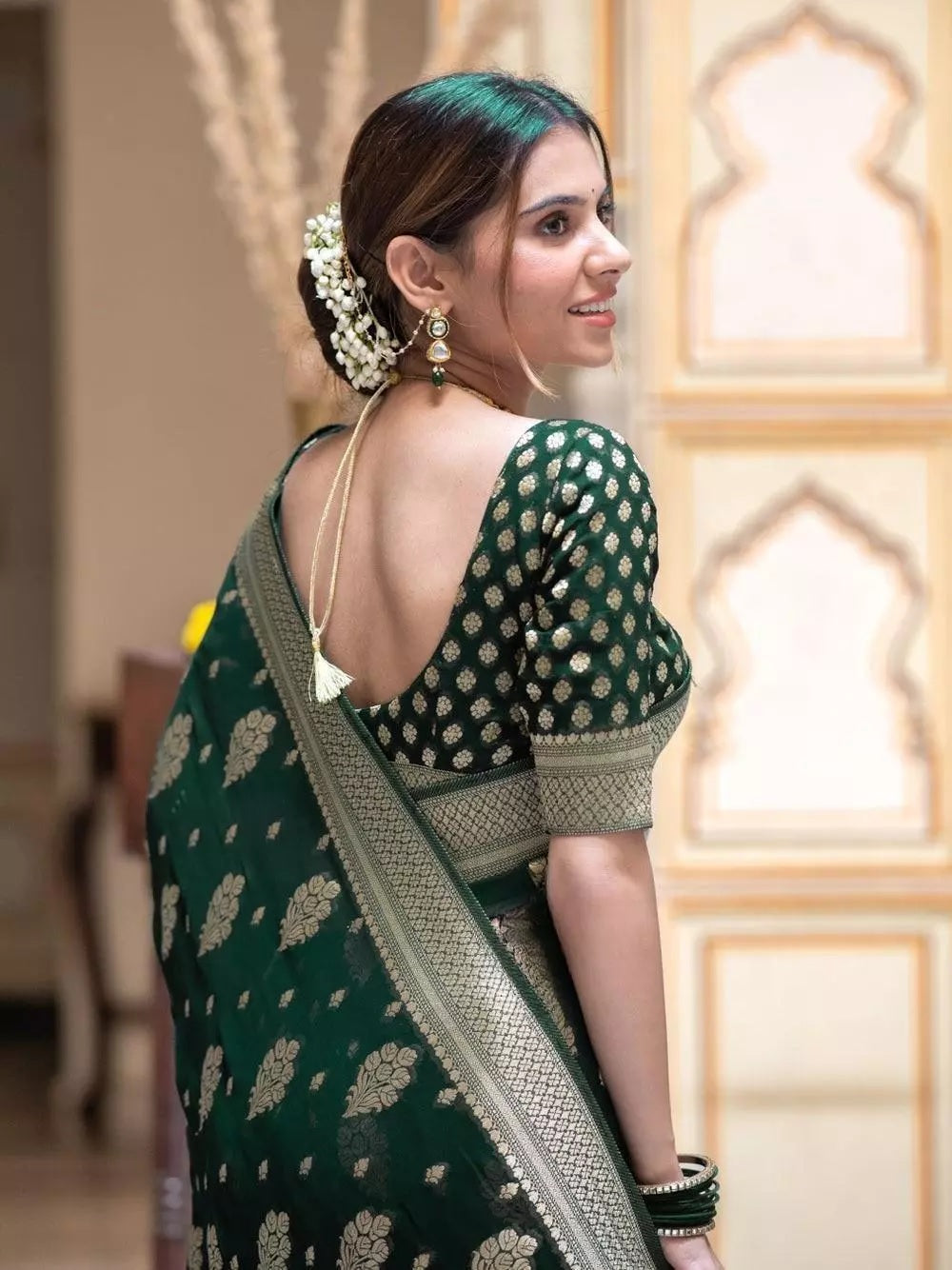 Women's Traditional Banarasi Soft Silk Saree & Blouse