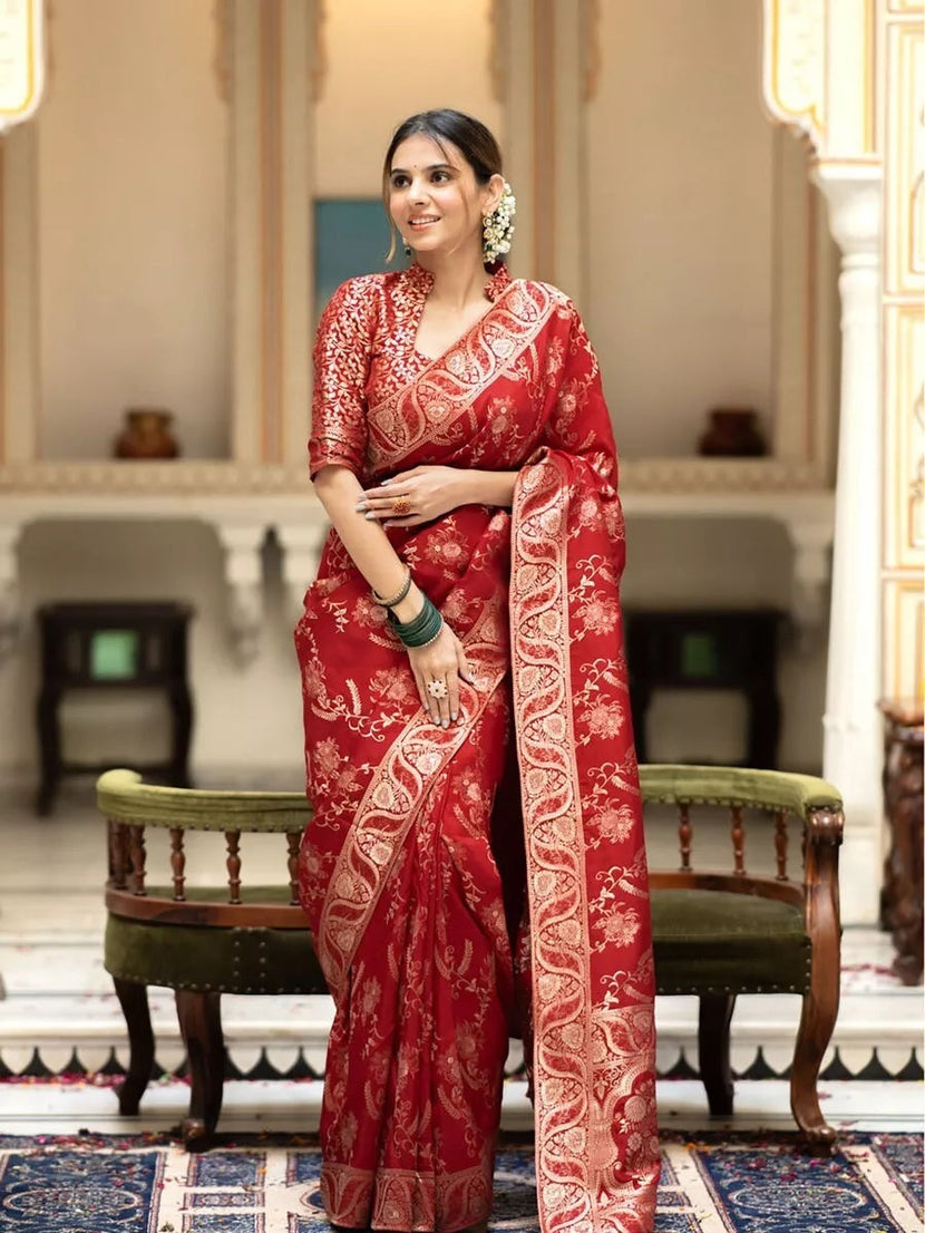 Banarasi Soft Silk Sari With Blouse