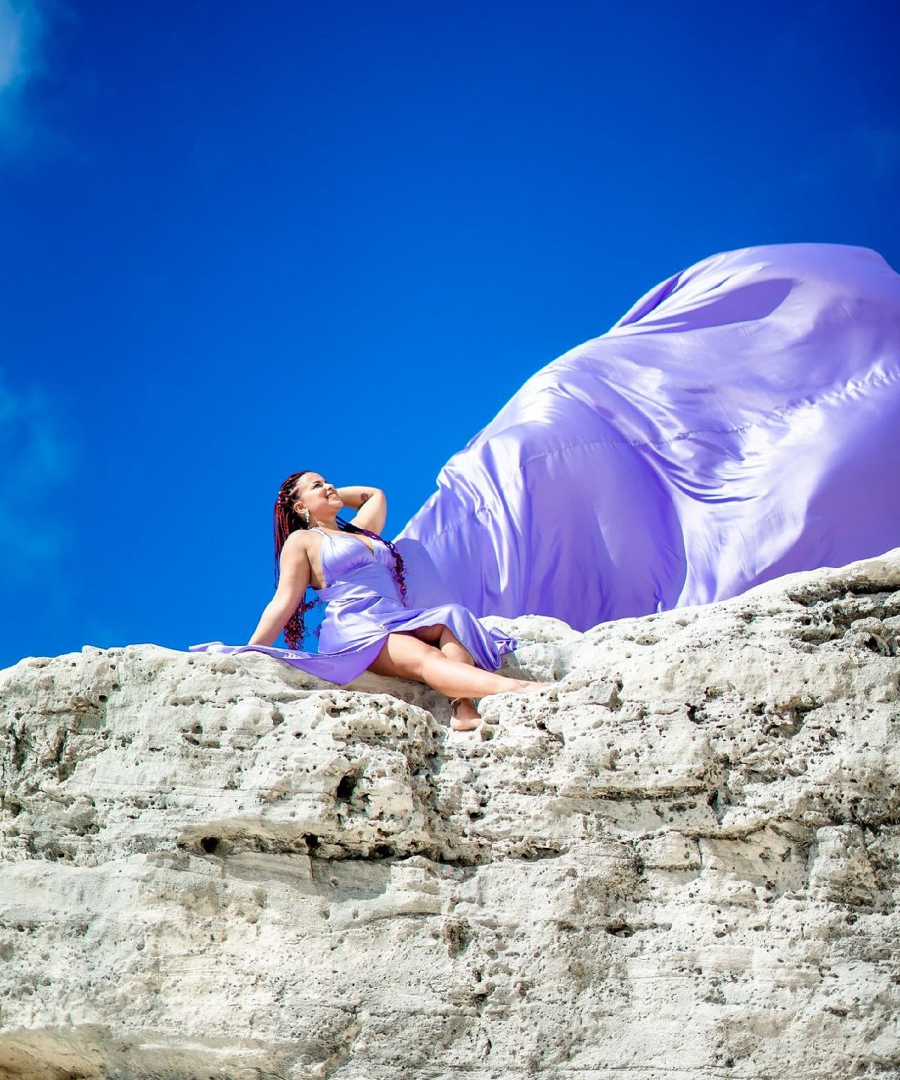 Photoshoot Dress | Flowy Dress | Satin Dress | Santorini Flying Dress