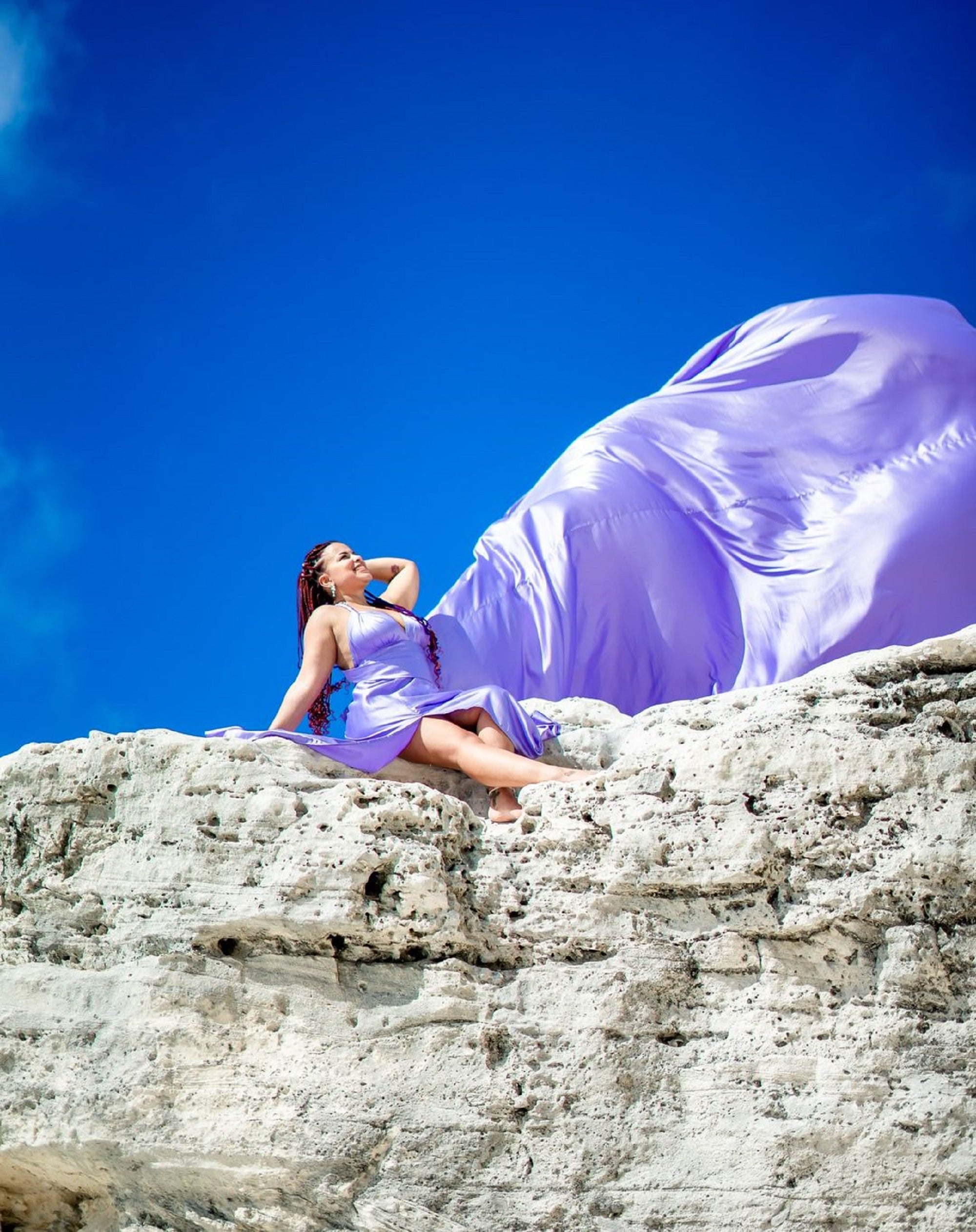 Photoshoot Dress | Flowy Dress | Satin Dress | Santorini Flying Dress
