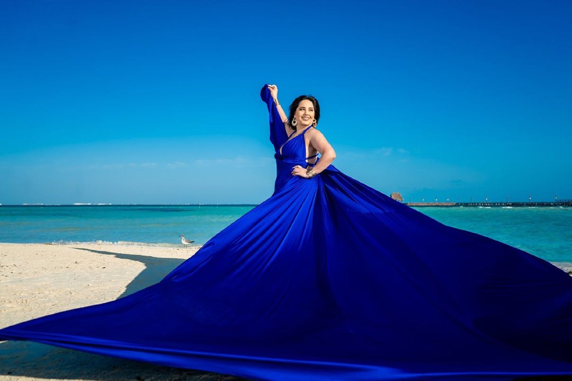 Satin Flying Dress Engagement Dress | Satin Long Train Dress