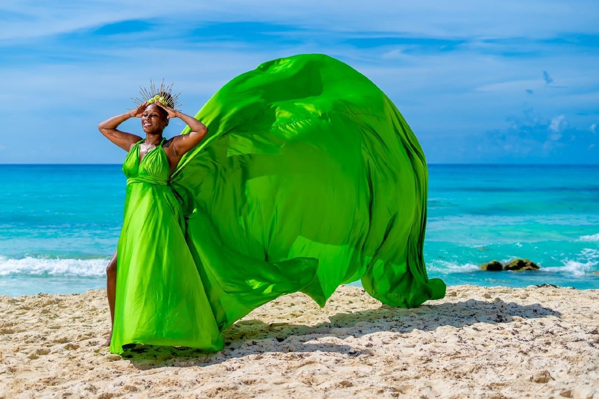 Long Train Photoshoot Dress |Satin Flying Dress Engagement Dress