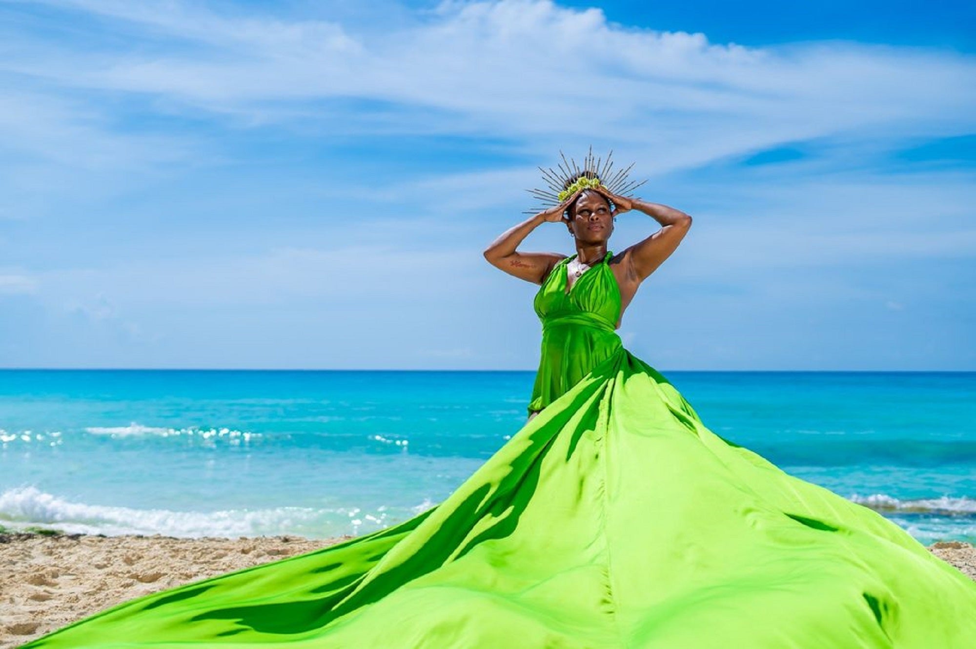 Long Train Photoshoot Dress |Satin Flying Dress Engagement Dress