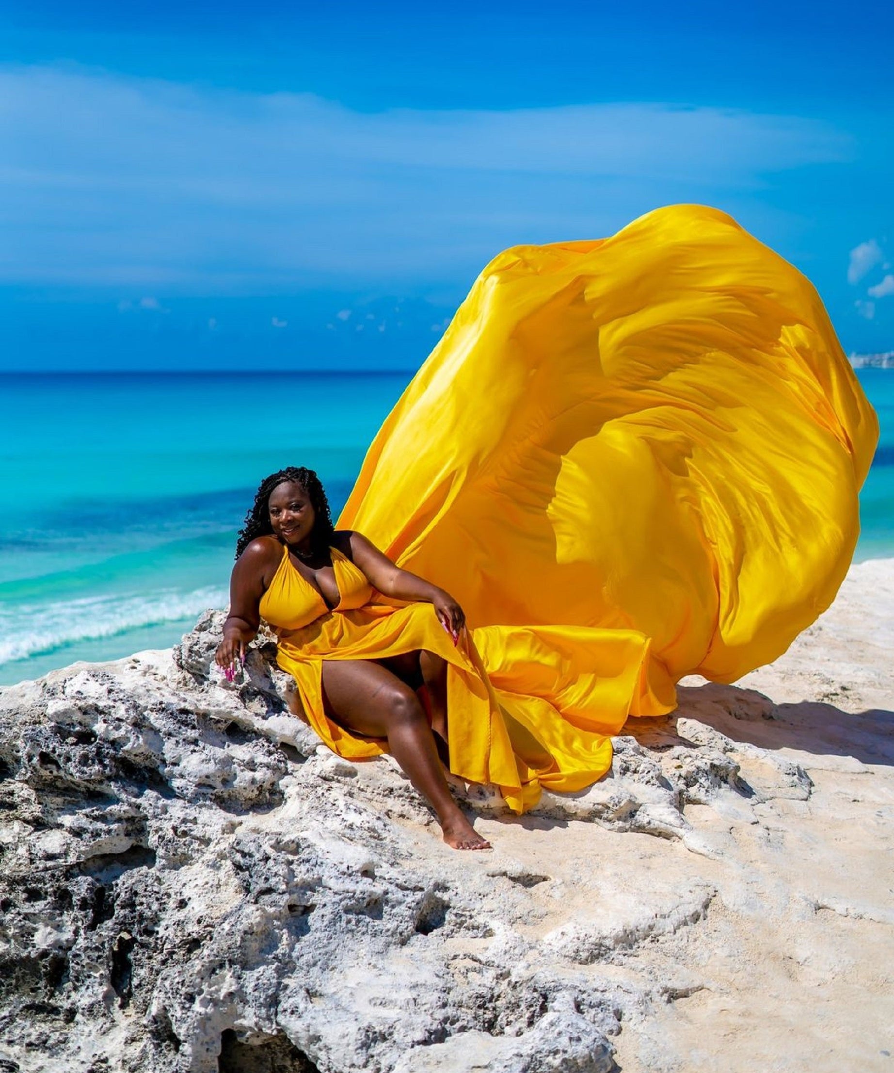 long Satin yellow dress, Flying satin dress, Long train dress