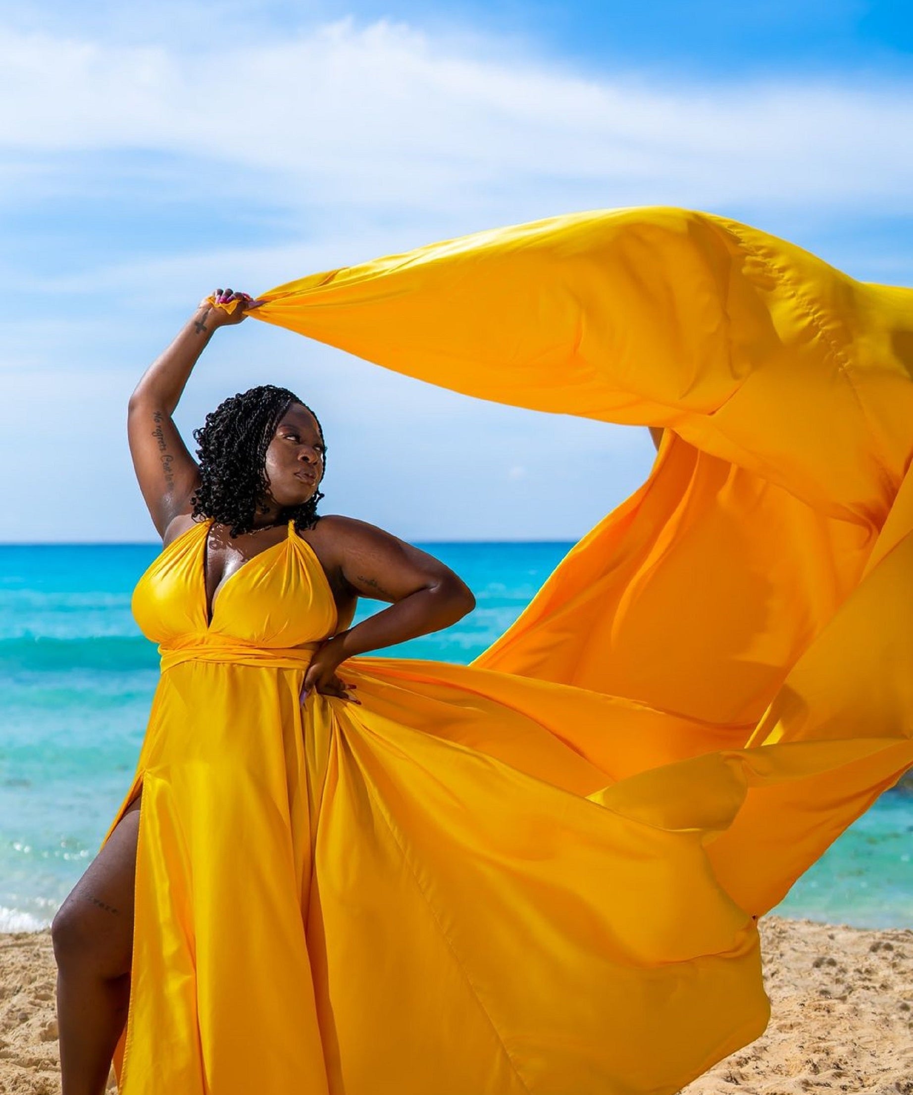 long Satin yellow dress, Flying satin dress, Long train dress