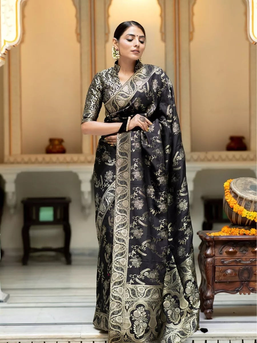 Banarasi Soft Silk Sari With Blouse