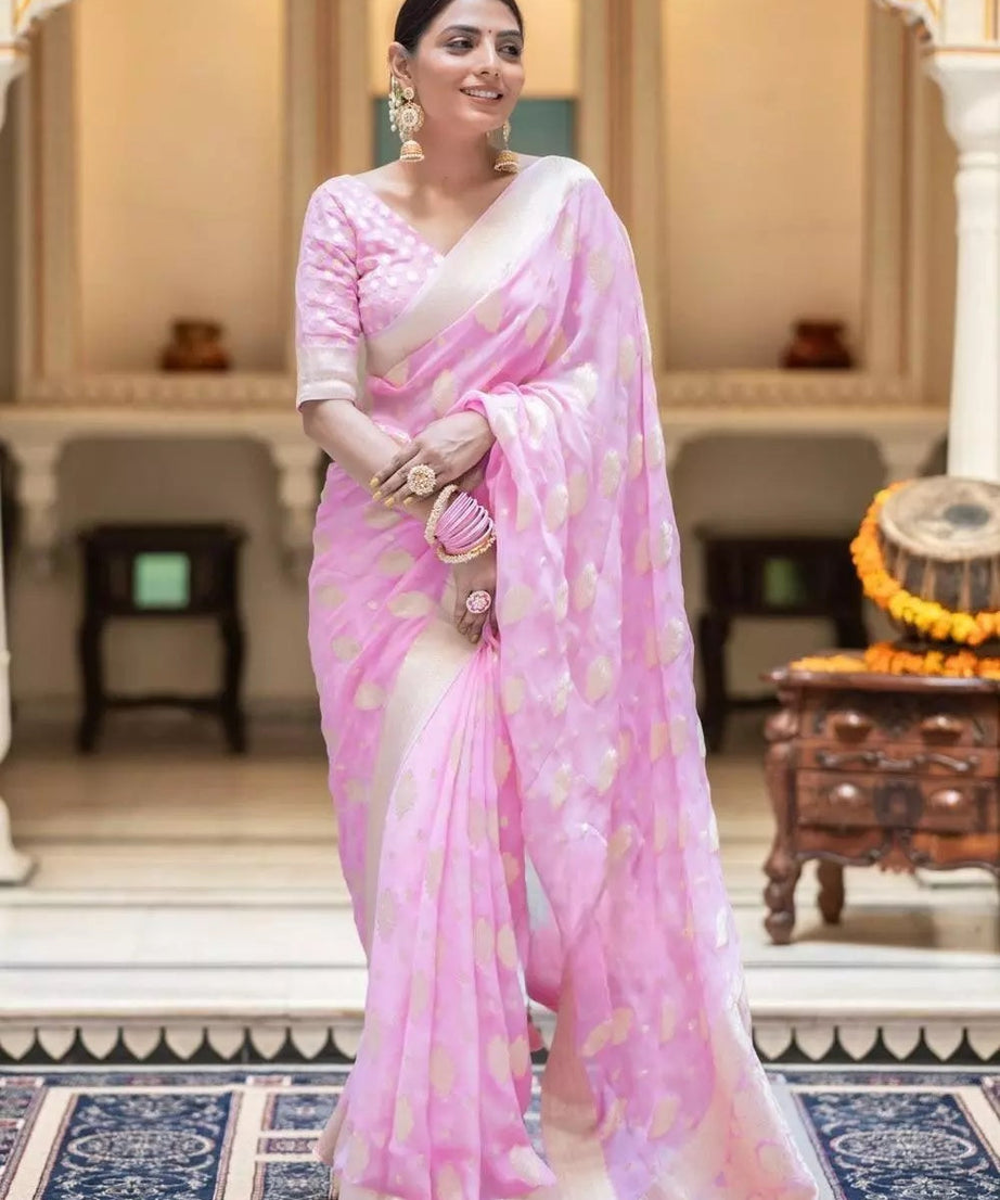 Women's Banarasi Soft Silk Saree With Blouse