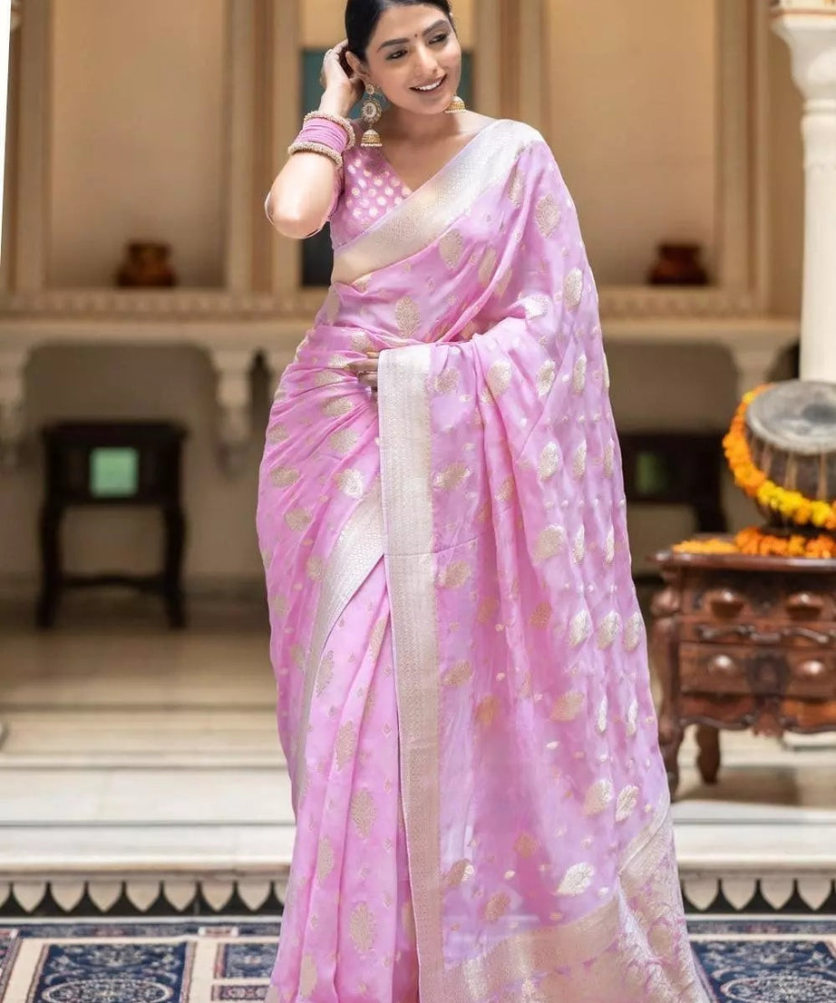 Women's Banarasi Soft Silk Saree With Blouse